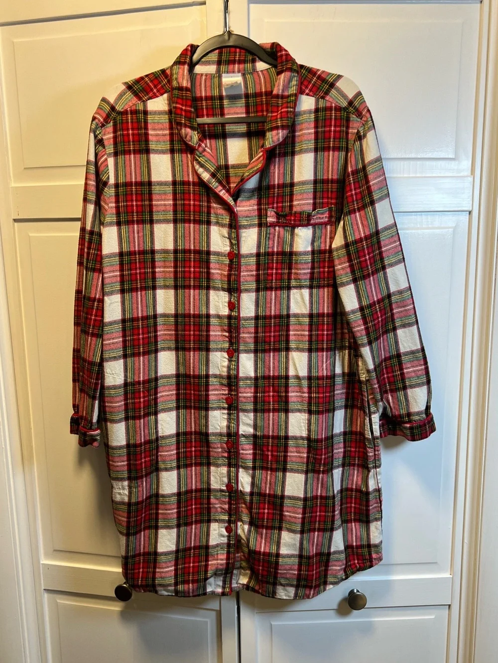 Hanna Andersson Women’s Holiday Plaid Flannel Night Shirt Size Large
